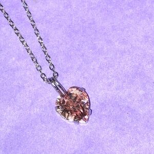 Vintage pink crystal heart Neaklace